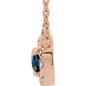 14K Lab-Grown Blue Sapphire & 1/6 CTW Natural Diamond Necklace with 7x5 mm Stone