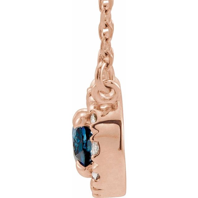 14K Lab-Grown Blue Sapphire & 1/6 CTW Natural Diamond Necklace with 7x5 mm Stone