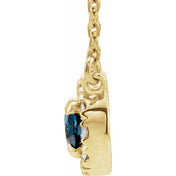14K Lab-Grown Blue Sapphire & 1/10 CTW Natural Diamond Necklace with 6x4 mm Stone