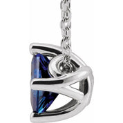 Sterling Silver 4.5x4.5 mm Square Lab-Grown Blue Sapphire Solitaire 16-18" Necklace