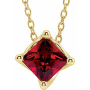 14K Yellow 5x5 mm Square Lab-Grown Ruby Solitaire 16-18" Necklace