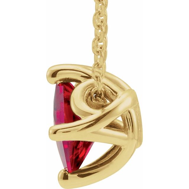 14K Yellow 5x5 mm Square Lab-Grown Ruby Solitaire 16-18" Necklace