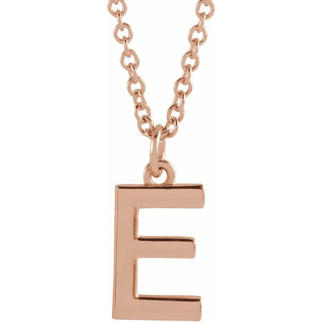 14K Rose Initial E Dangle 18" Necklace