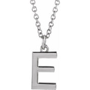 Platinum Initial E Dangle 16" Necklace