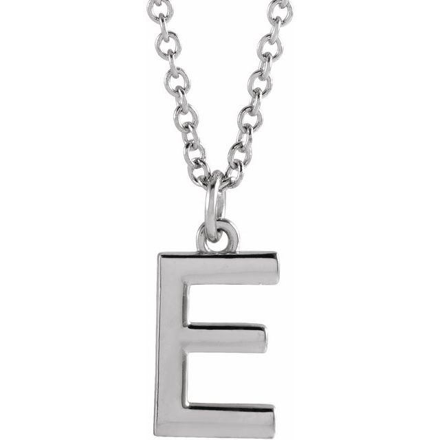 14K White Initial E Dangle 16" Necklace