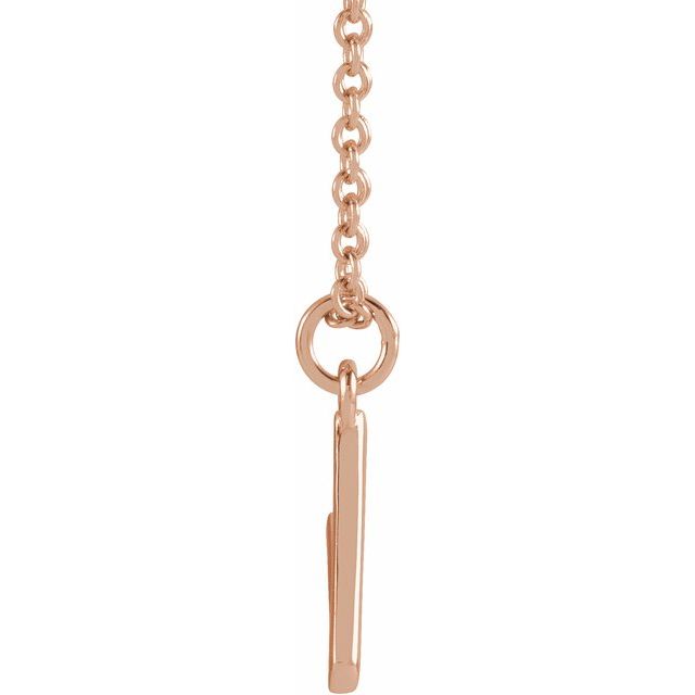 14K Rose Initial V Dangle 18" Necklace
