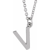 14K White Initial V Dangle 16" Necklace