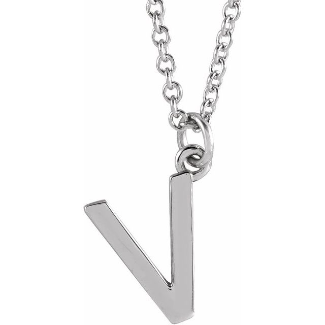 14K White Initial V Dangle 16" Necklace
