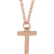 18K Rose Gold-Plated Sterling Silver Initial T Dangle 18" Necklace