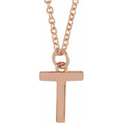 14K Rose Initial T Dangle 16" Necklace