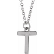 14K White Initial T Dangle 16" Necklace
