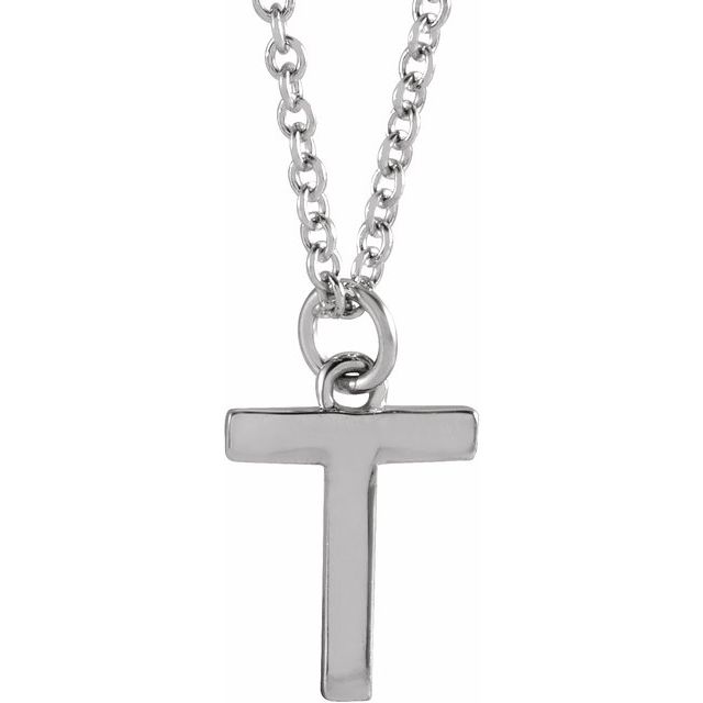 14K White Initial T Dangle 16" Necklace