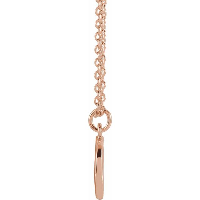 14K Rose Initial O Dangle 16" Necklace