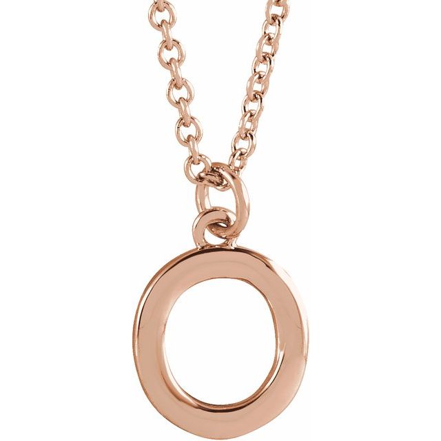 14K Rose Initial O Dangle 16" Necklace