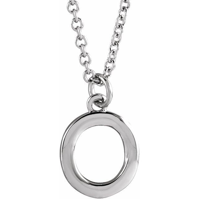 14K White Initial O Dangle 18" Necklace