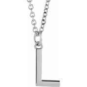 14K White Initial L Dangle 16" Necklace