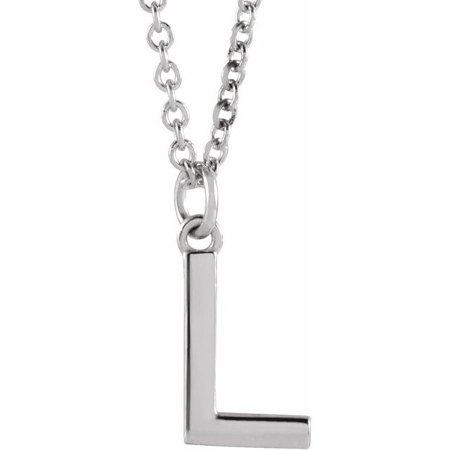 14K White Initial L Dangle 16" Necklace