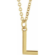 18K Yellow Gold-Plated Sterling Silver Initial L  Dangle 16" Necklace