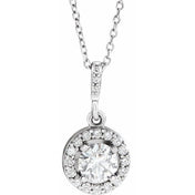 14K Lab-Grown Diamond 18" Necklace with Various Carat Weights in White and Yellow Gold