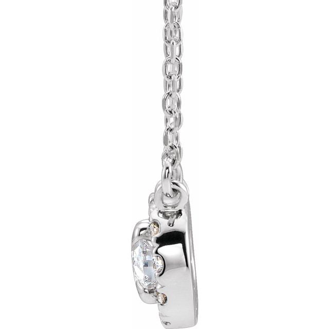 Sterling Silver 6x4 mm Natural White Sapphire & 1/10 CTW Natural Diamond 18" Necklace