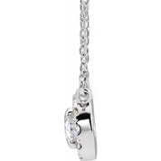 Sterling Silver 6x4 mm Natural White Sapphire & 1/10 CTW Natural Diamond 16" Necklace