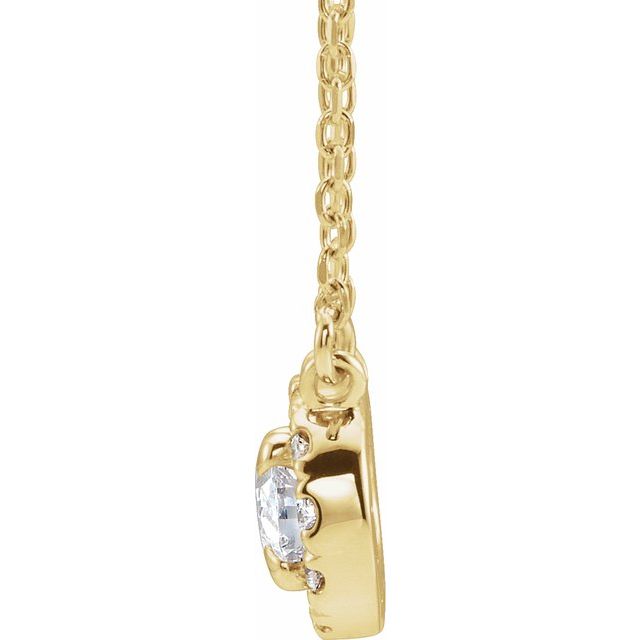 14K Yellow 7x5 mm Natural White Sapphire & 1/6 CTW Natural Diamond 16" Necklace