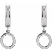 18K Initial Hinged Dangle Huggie Earrings in White and Yellow Gold