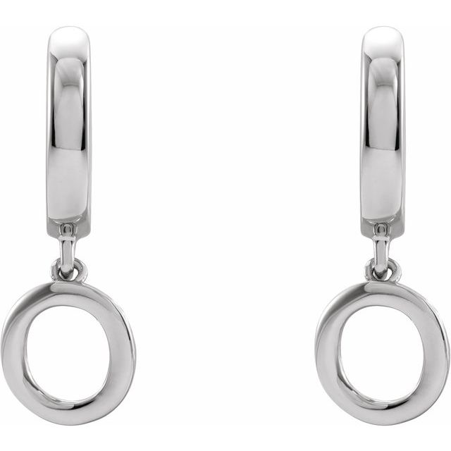 18K Initial Hinged Dangle Huggie Earrings in White and Yellow Gold