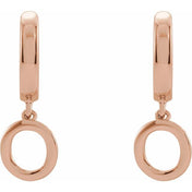 14K Gold Initial Dangle Hinged Huggie Earrings