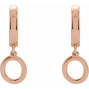 14K Gold Initial Dangle Hinged Huggie Earrings