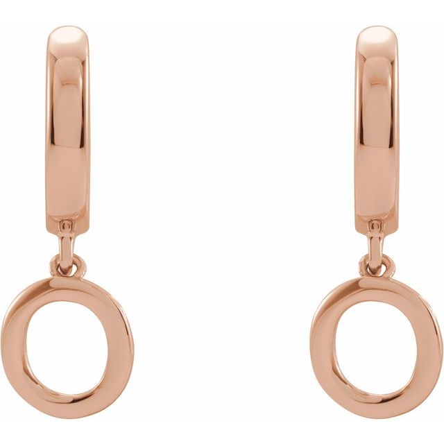 14K Gold Initial Dangle Hinged Huggie Earrings