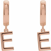 14K Gold Initial Dangle Hinged Huggie Earrings