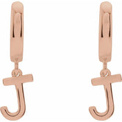 14K Gold Initial Dangle Hinged Huggie Earrings