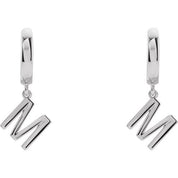 Sterling Silver Initial M Hinged Huggie Earring