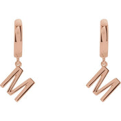 14K Gold Initial Dangle Hinged Huggie Earrings