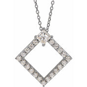 14K Yellow Natural White Sapphire & 3/8 CTW Natural Diamond 16-18" Necklace
