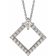 14K Yellow Natural White Sapphire & 3/8 CTW Natural Diamond 16-18" Necklace