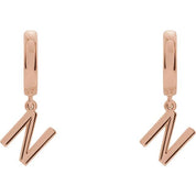 14K Gold Initial Dangle Hinged Huggie Earrings
