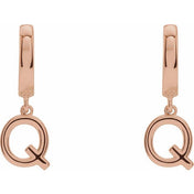 14K Gold Initial Dangle Hinged Huggie Earrings