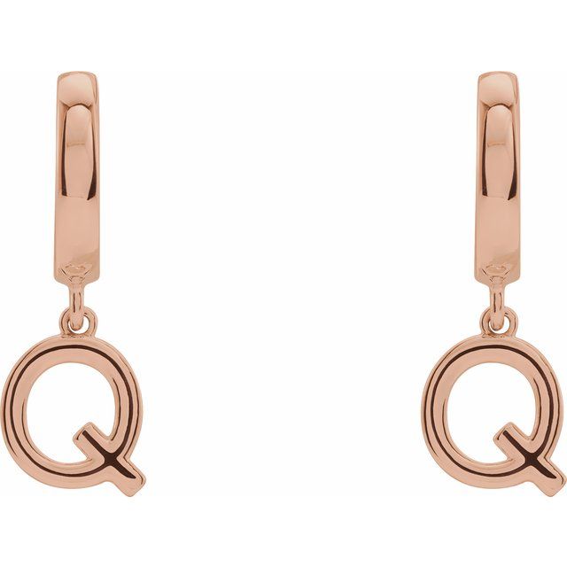 14K Gold Initial Dangle Hinged Huggie Earrings