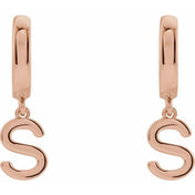 14K Gold Initial Dangle Hinged Huggie Earrings