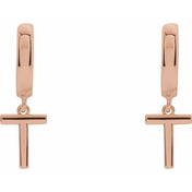 14K Gold Initial Dangle Hinged Huggie Earrings