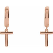 14K Gold Initial Dangle Hinged Huggie Earrings