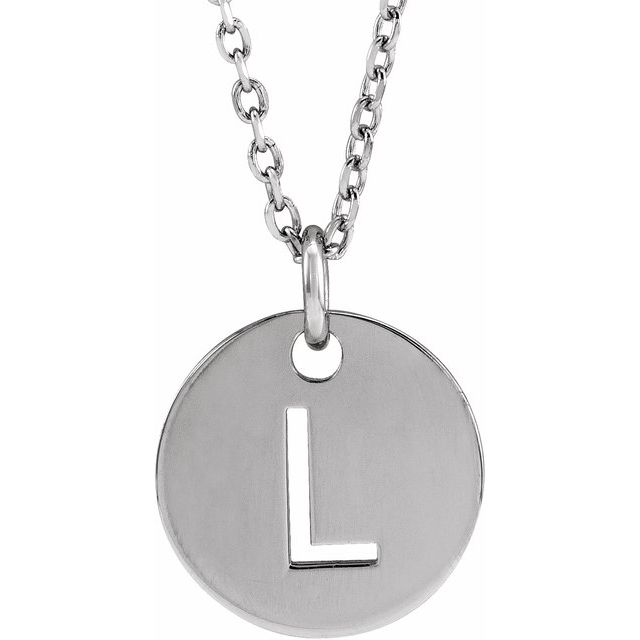 14K White Initial L 16-18" Necklace