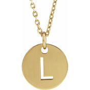 14K Yellow Gold Initial Necklace with 16-18" Adjustable Chain