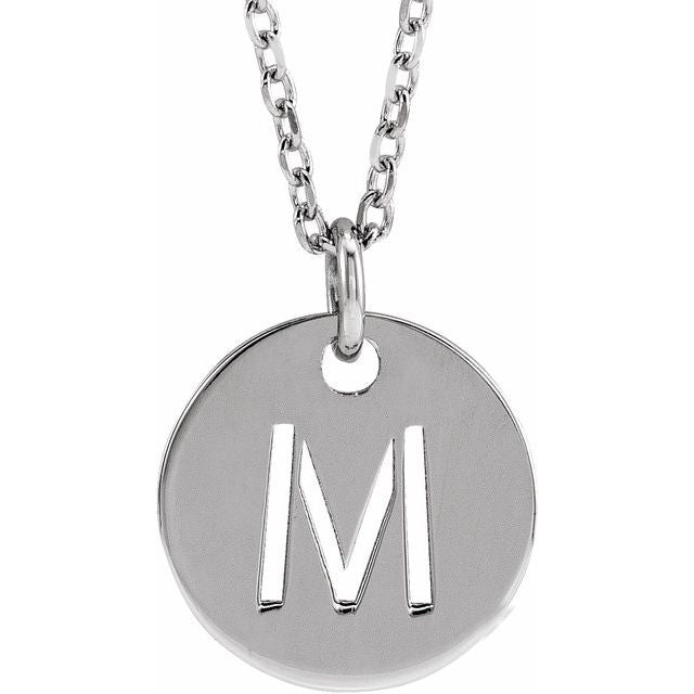 14K White Initial M 16-18" Necklace