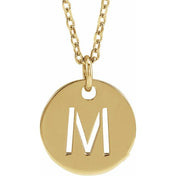 14K Yellow Gold Initial Necklace with 16-18" Adjustable Chain