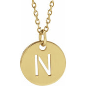 14K Yellow Gold Initial Necklace with 16-18" Adjustable Chain