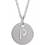 14K White Initial P 16-18" Necklace