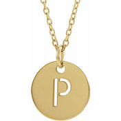 14K Yellow Gold Initial Necklace with 16-18" Adjustable Chain